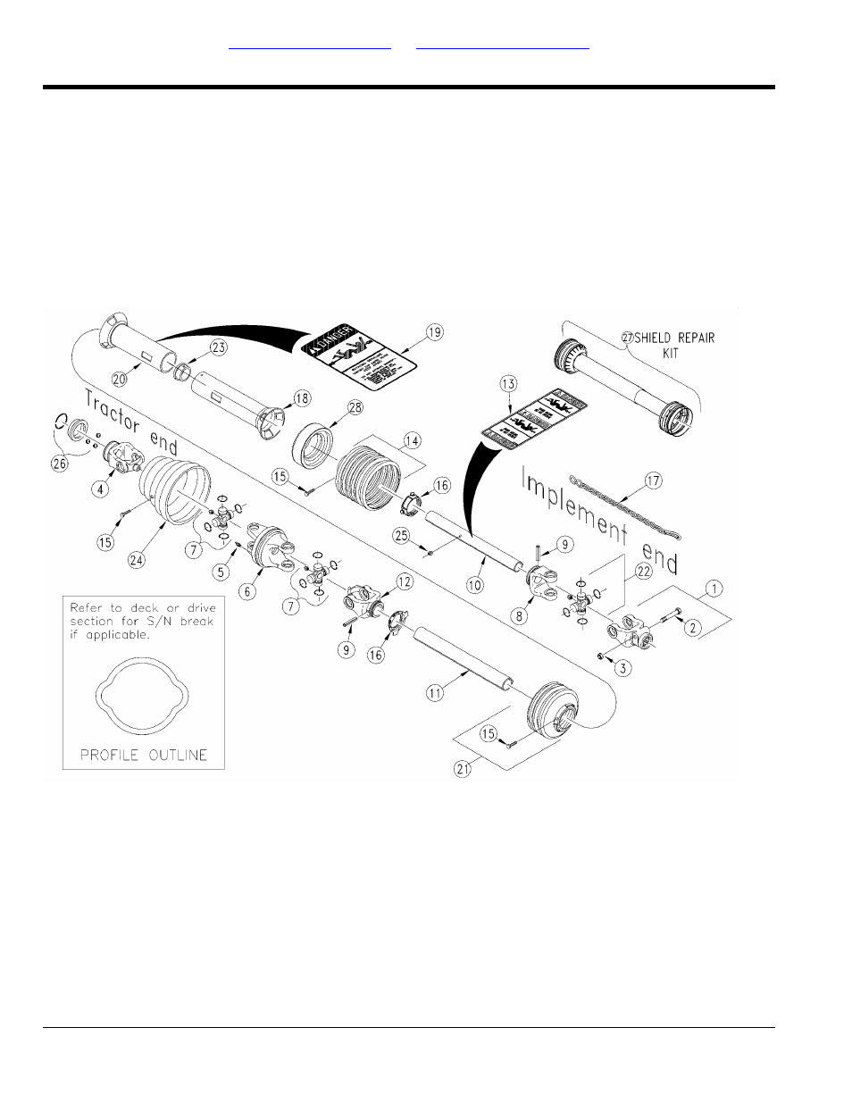 Driveline cv pull type cutter 540 rpm (826-053c), Walterscheid, Table of contents part number index | Land Pride RCRM3510 User Manual | Page 46 / 116