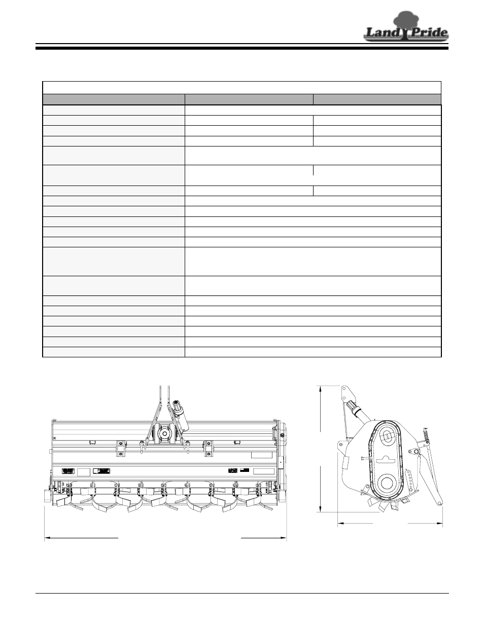 Land Pride RTA2072 User Manual | 2 pages
