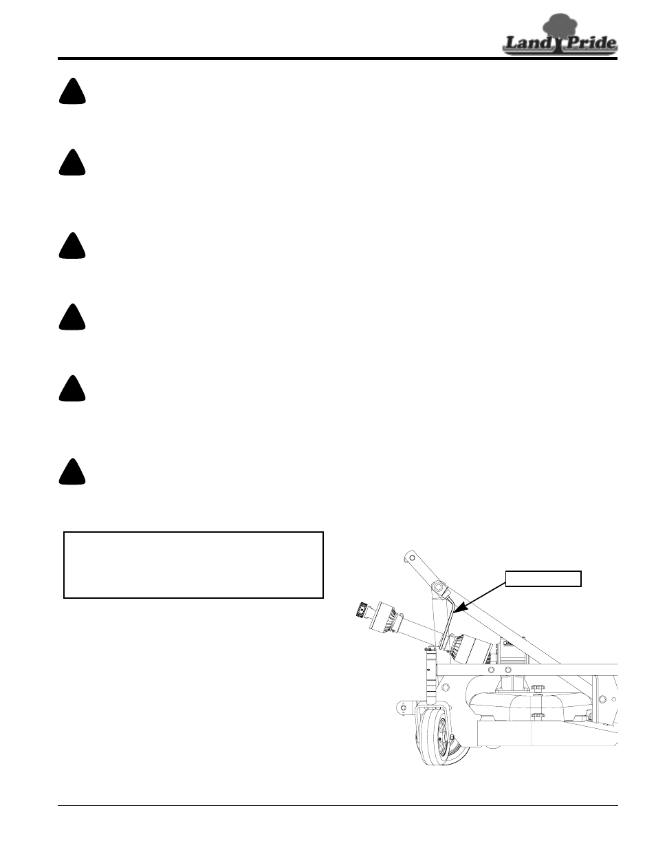 Un-hooking the mower, Danger, Warning | Land Pride FDR2572 User Manual | Page 19 / 32