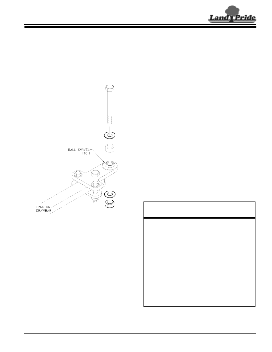 Section 4: accessories, Ball swivel hitch, Cutting blades | Low lift blades (standard), Medium lift blades, High lift blades, Mulching blades, Section 4: accessories, Table of contents ball swivel hitch, Accessory part numbers | Land Pride AFM4214 User Manual | Page 27 / 48