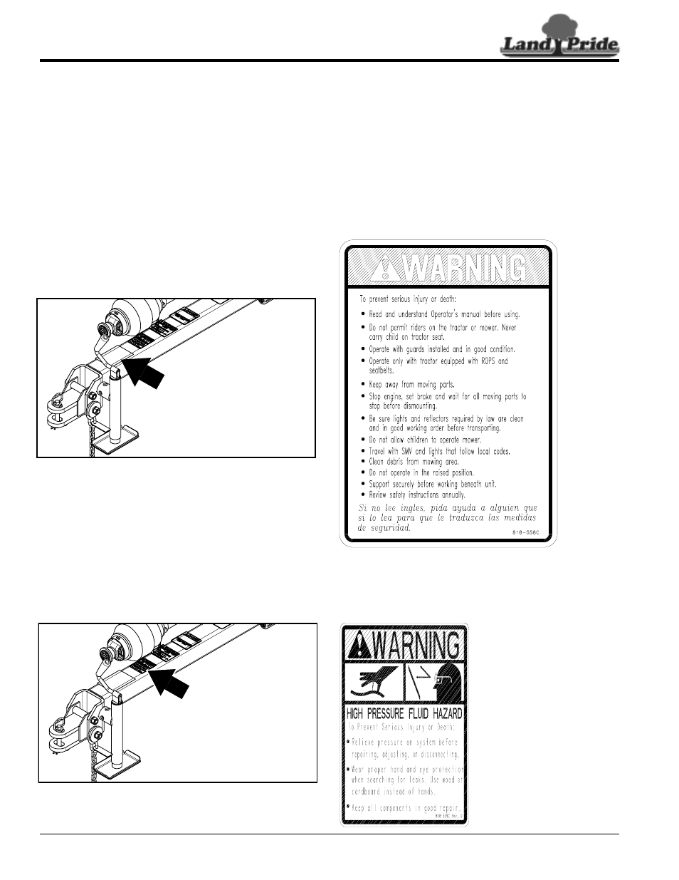 Safety labels, Table of contents safety labels, 339c | 558c | Land Pride AFM4214 User Manual | Page 6 / 48