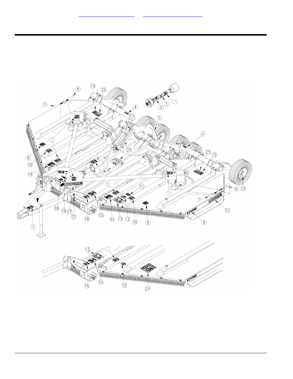 Section 8: labels, Label placement, Table of contents part number index | Land Pride Rotary Cutters RCF45180 User Manual | Page 128 / 260