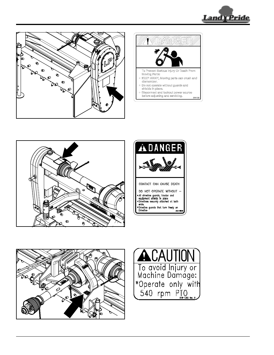 111c, 130c | Land Pride Powered Rakes PR1672 User Manual | Page 8 / 30