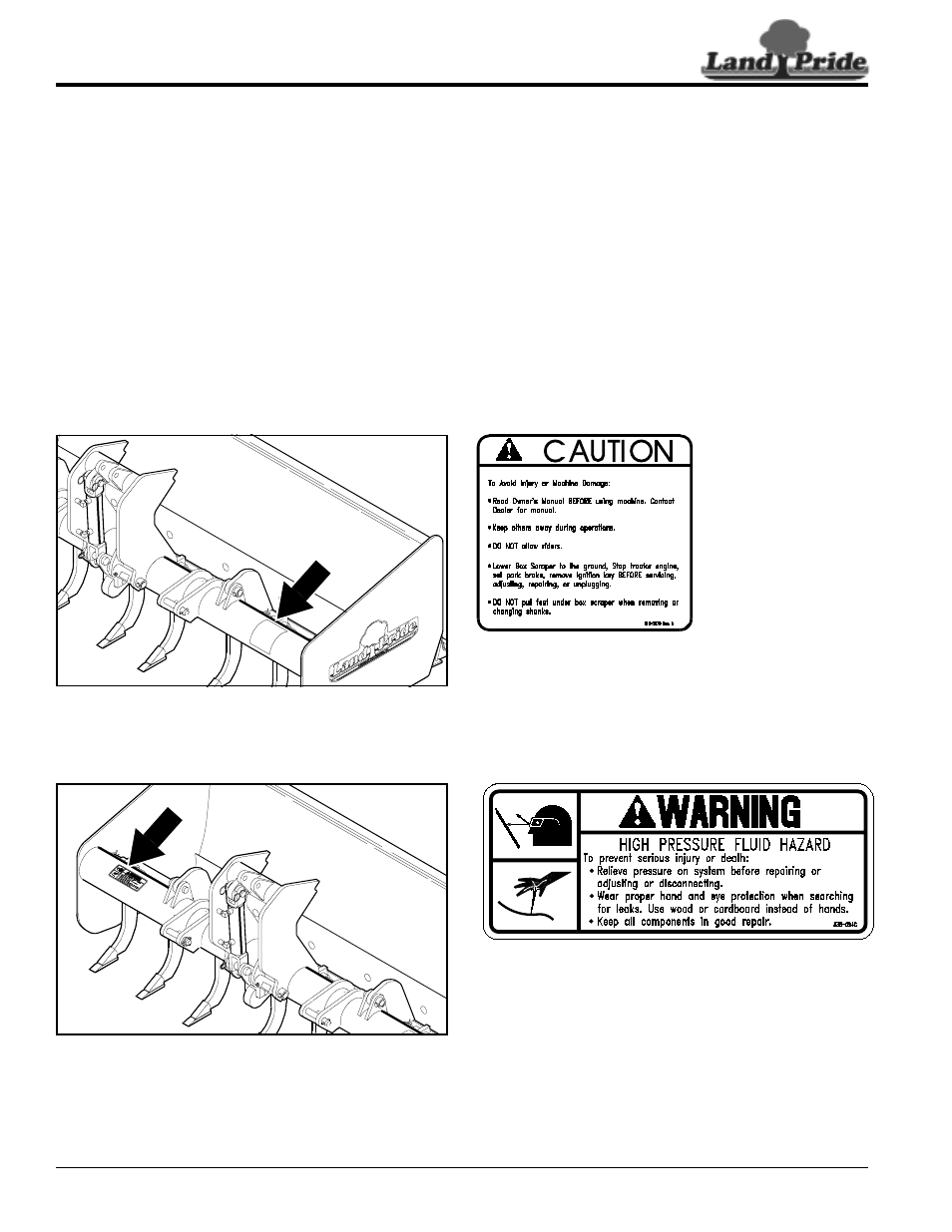 Safety labels, Table of contents safety labels, 267c | 094c | Land Pride Box Scrapers HR35 User Manual | Page 6 / 20