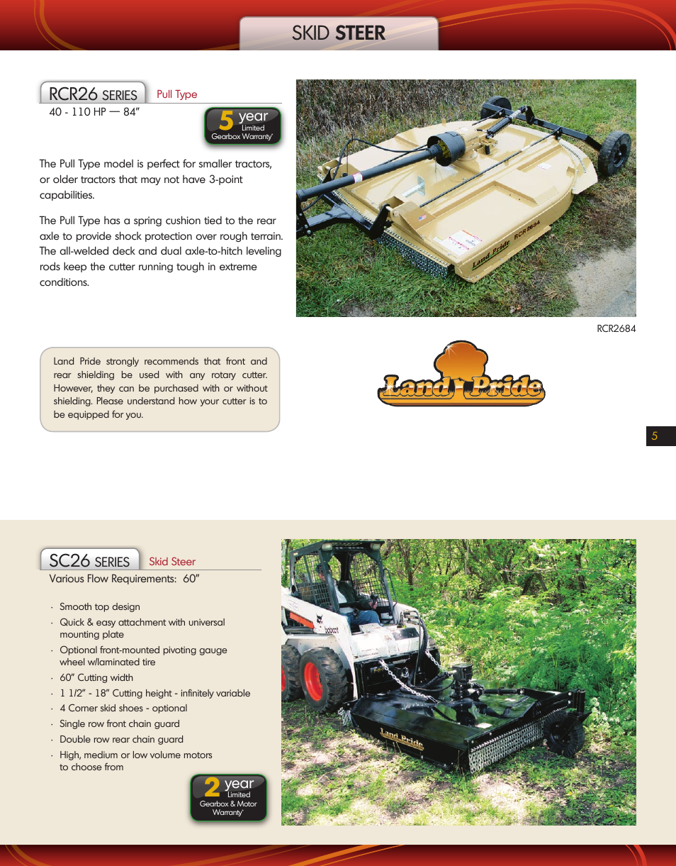 Skid steer, Sc26, Rcr26 | Year | Land Pride RCR26 Series User Manual | Page 2 / 2