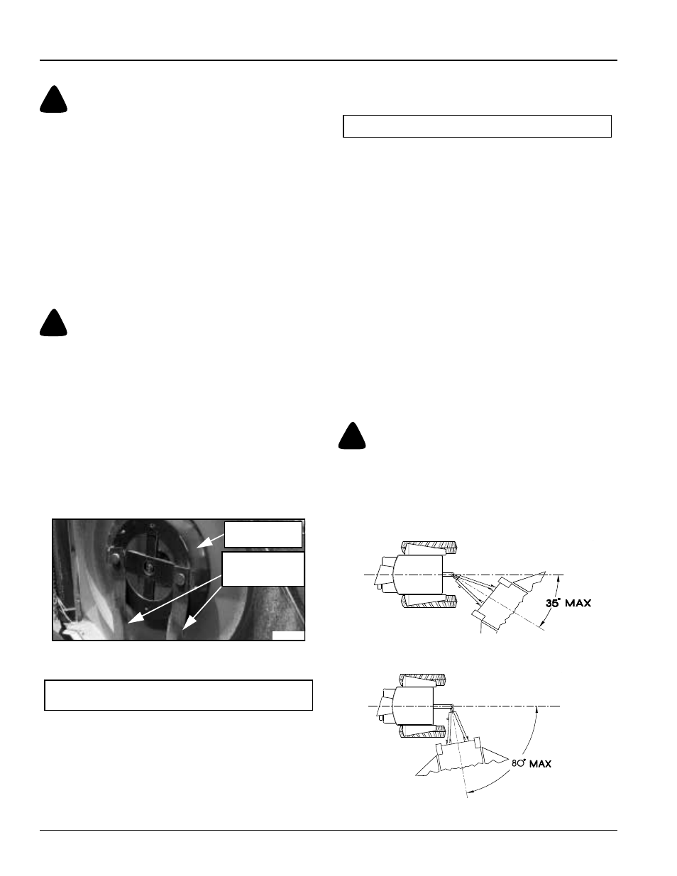 Transporting the cutter, Cutter set-up for field operation, Operating speed & turning angle | Refer to “transporting the cutter, Caution, Warning, Table of contents transporting the cutter | Land Pride RC5010 User Manual | Page 22 / 46