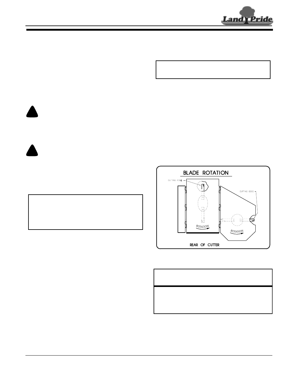Section 5: maintenance & lubrication, General maintenance information, Cutter blade maintenance | Danger, Warning, Table of contents general maintenance information | Land Pride RC5010 User Manual | Page 27 / 46