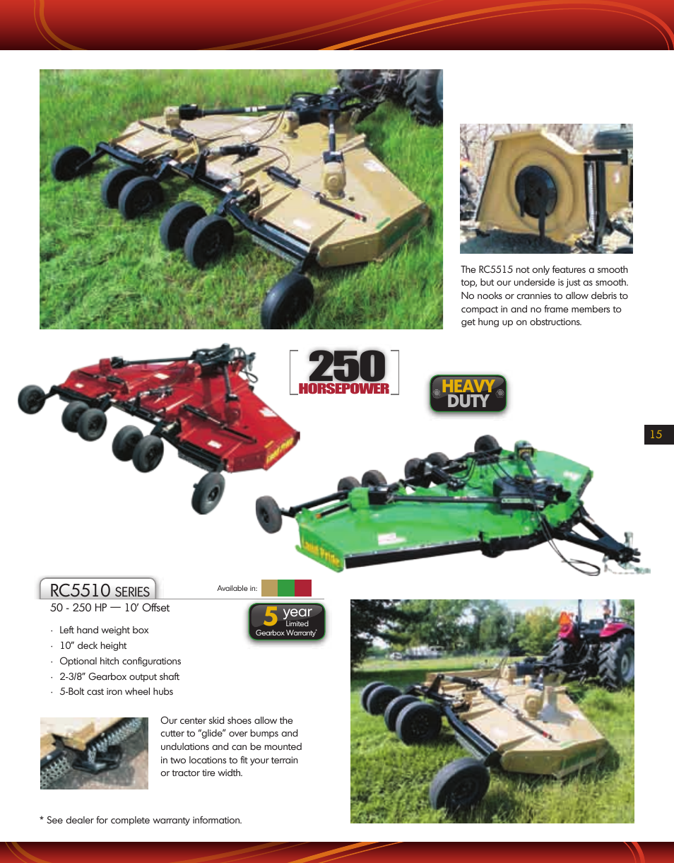 Rc5510, Heavy duty | Land Pride RC 55 User Manual | Page 2 / 2