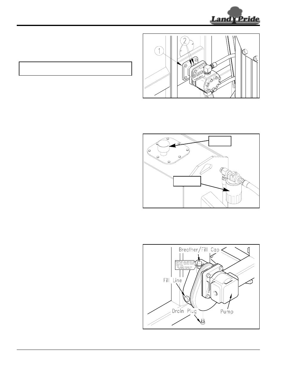 Motor spindle hub, Hydraulic reservoir, Speed increaser | Table of contents motor spindle hub | Land Pride RCP2660 User Manual | Page 54 / 62
