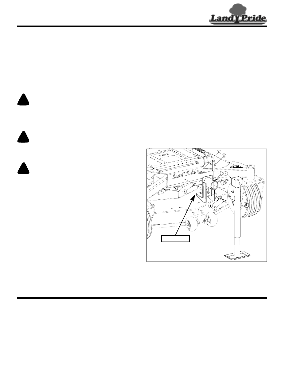 Warning, Danger, Mower jack assembly | Mower jack operating instructions | Land Pride ZT72 User Manual | Page 2 / 2