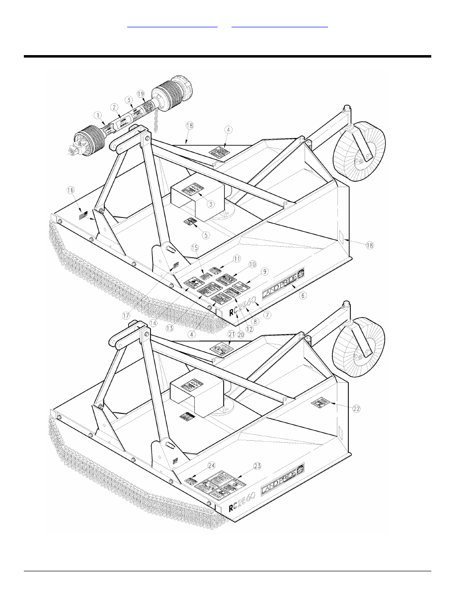 Section 6: labels, Label placement, Table of contents part number index | Land Pride Rotary Cutter RC15 User Manual | Page 166 / 172