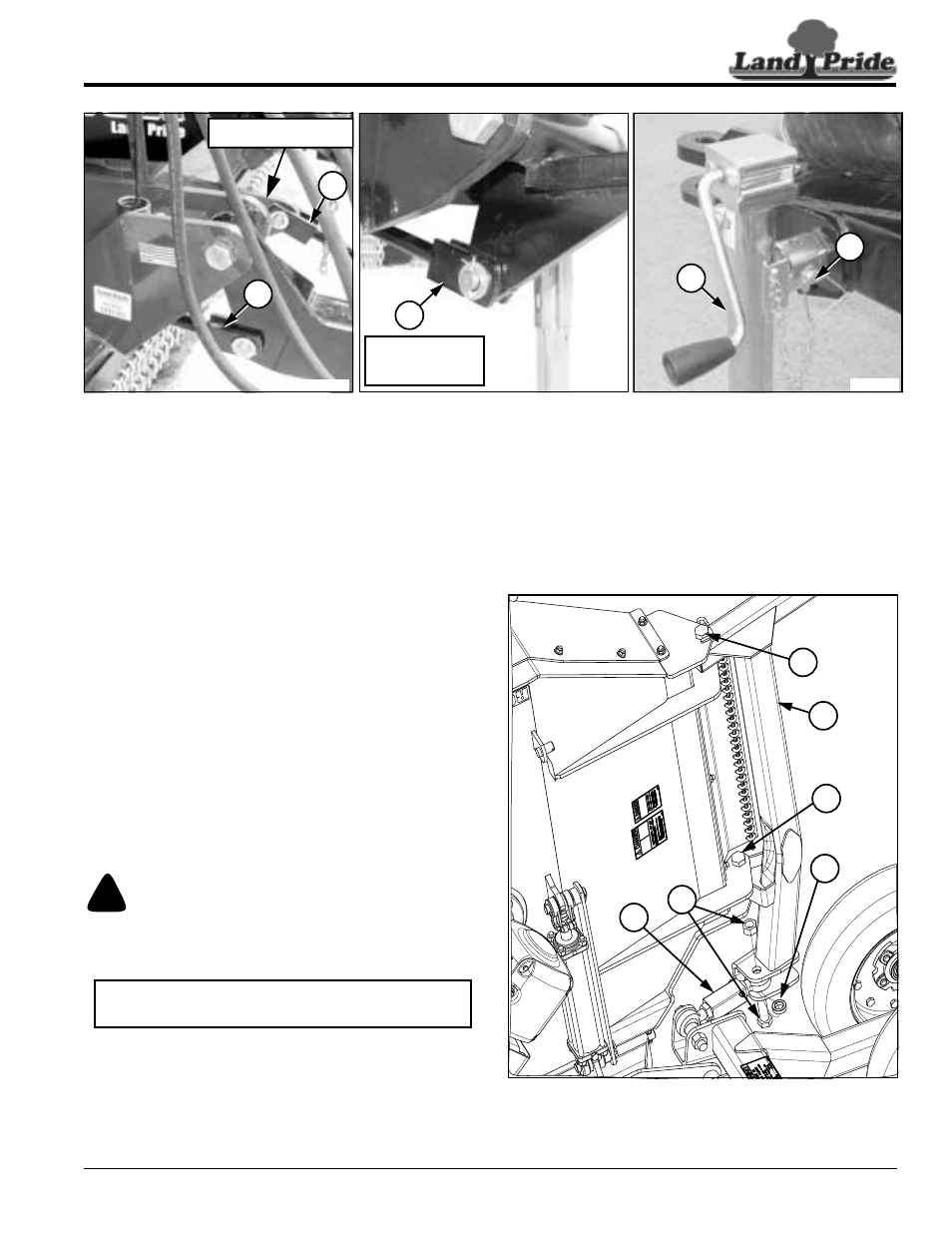 Hitch assembly, Wing axle assembly to center axle, Hitch assembly wing axle assembly to center axle | Warning, Table of contents hitch assembly | Land Pride RC5515 User Manual | Page 15 / 54