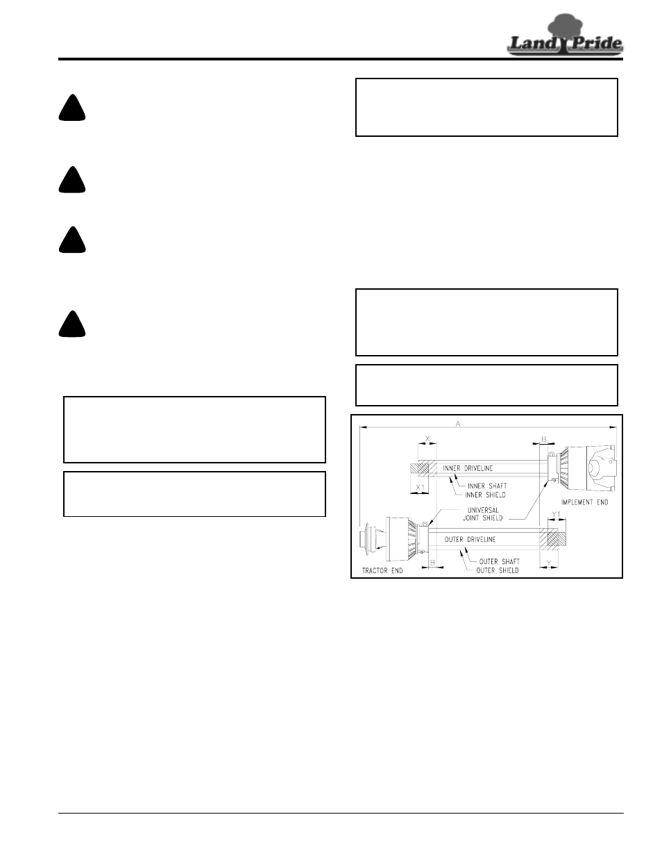 Driveline installation, Check driveline collapsible length, Warning | Danger | Land Pride RC5515 User Manual | Page 19 / 54