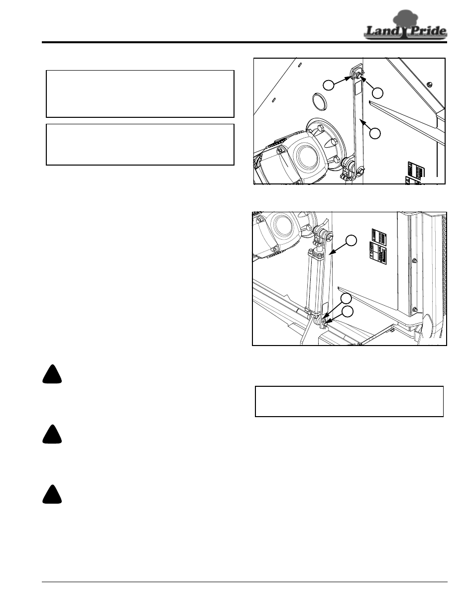 Transport locks, Transporting, Transport locks transporting | Warning, Table of contents transport locks | Land Pride RC5515 User Manual | Page 27 / 54