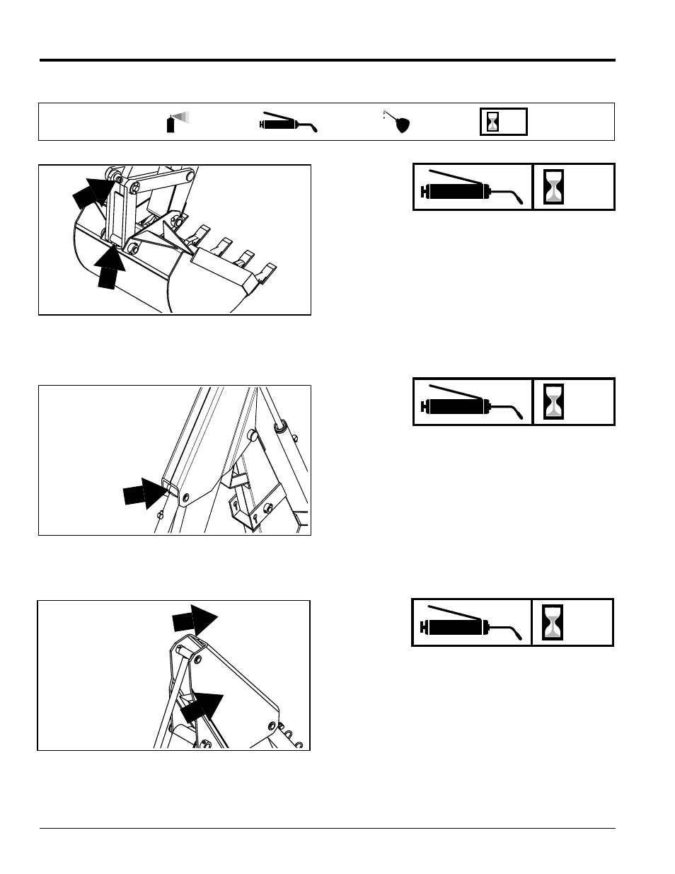 Lubrication, Bucket pivot, Bucket cylinder base end | Dipper stick pivots | Land Pride BH3512 User Manual | Page 24 / 34