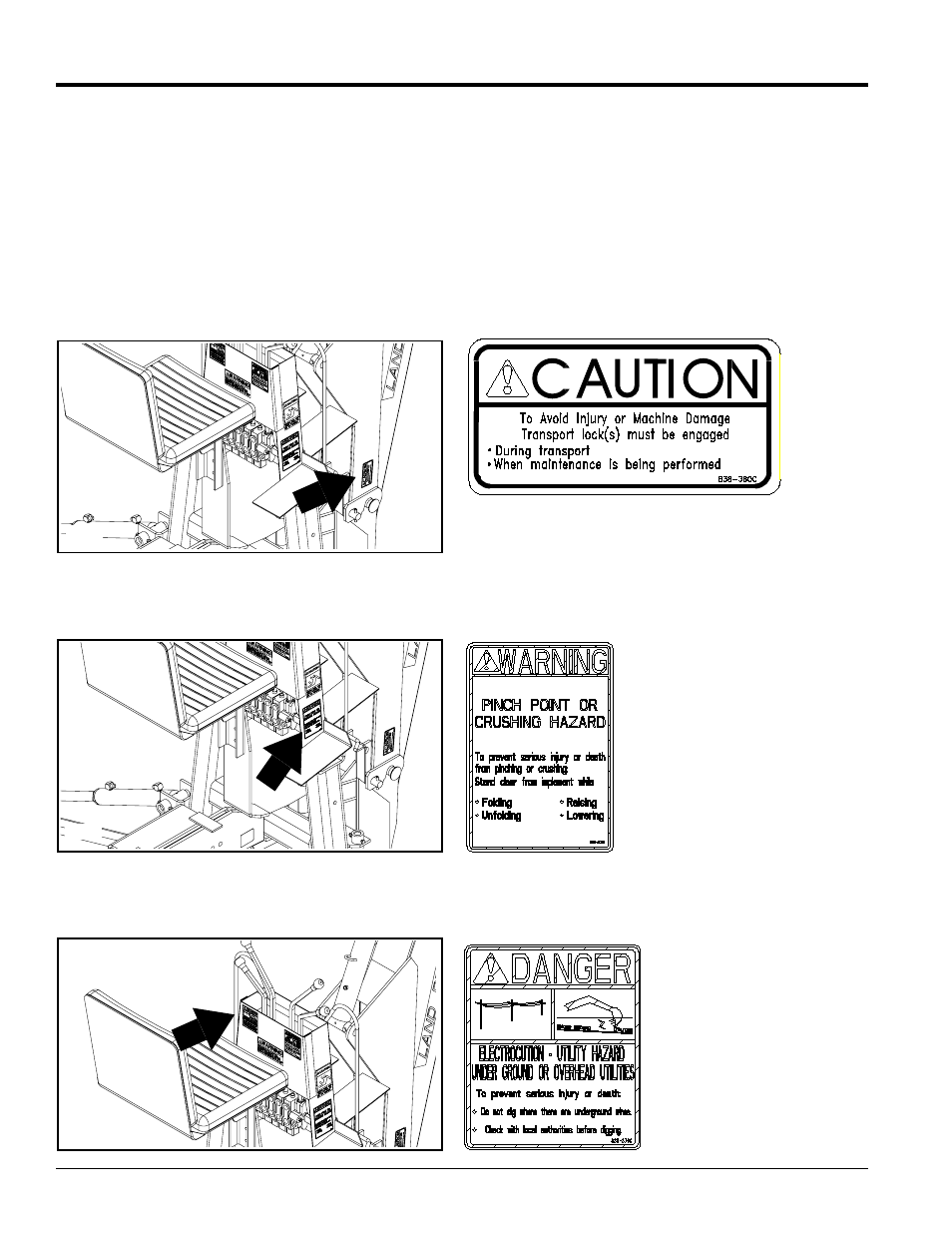 Safety labels, Table of contents safety labels, 380c | 378c, 379c | Land Pride BH3512 User Manual | Page 6 / 34