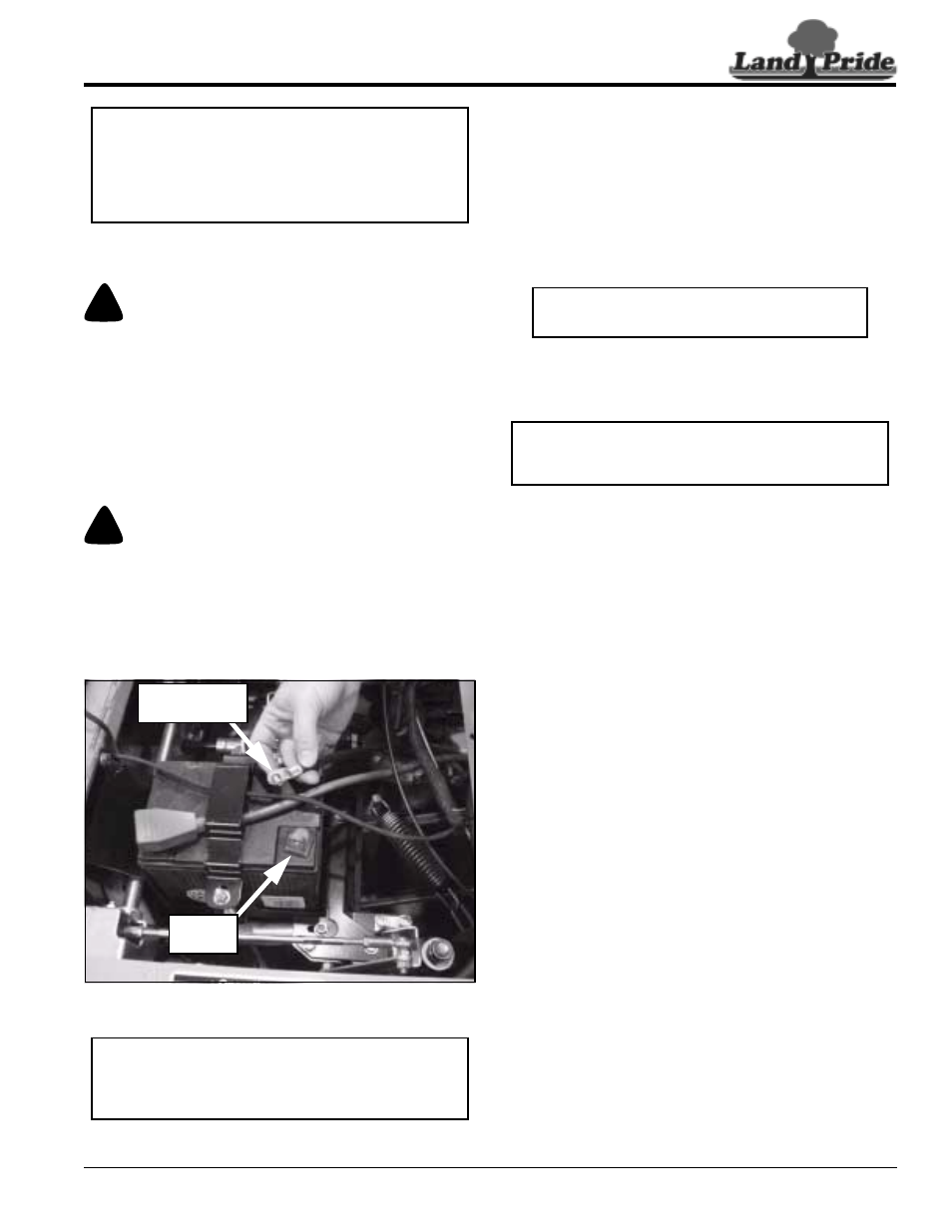Electrical cable connection, Engine preparations, Remove mower from crate floor | Warning, Table of contents electrical cable connection | Land Pride Accu-Z Razor 357-044M User Manual | Page 11 / 48