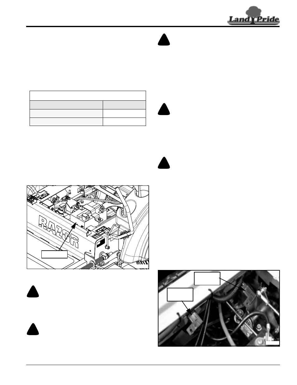 Tires, Electrical system, Tires electrical system | Warning | Land Pride Accu-Z Razor 357-044M User Manual | Page 31 / 48