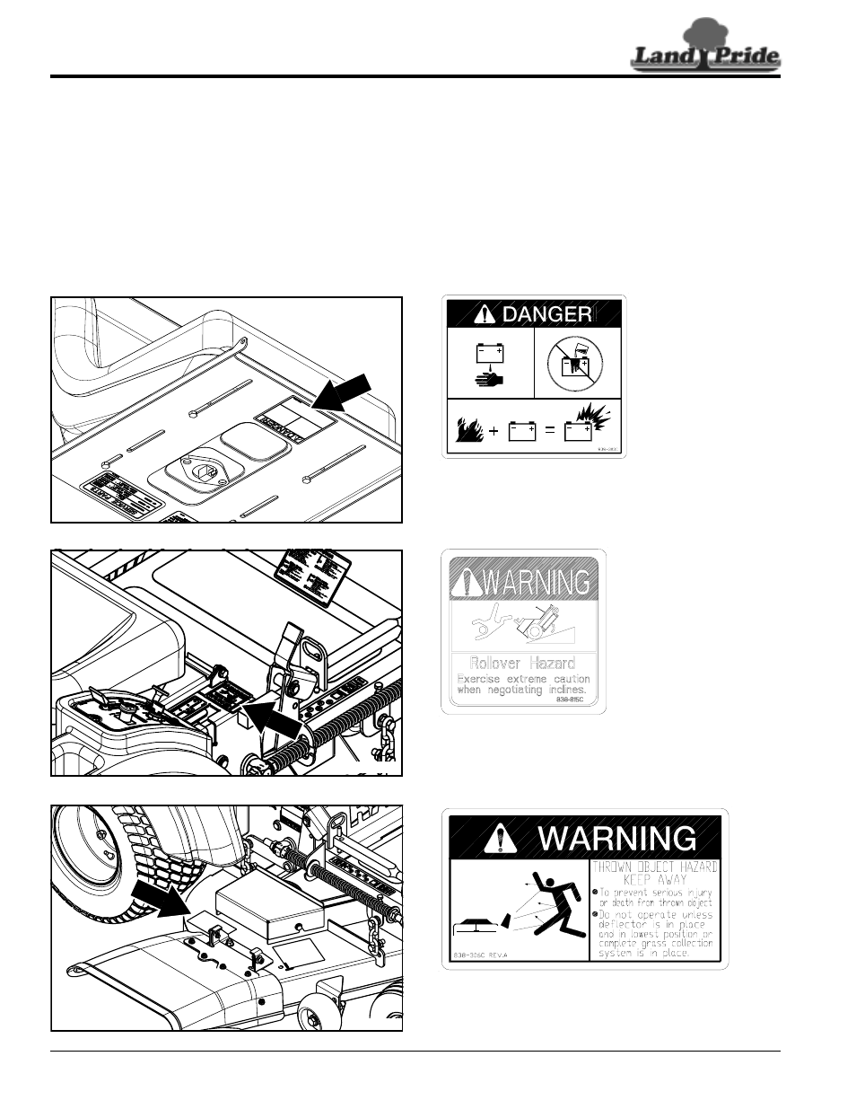 Safety labels, 306c, 815c | Land Pride Accu-Z Razor 357-044M User Manual | Page 6 / 48