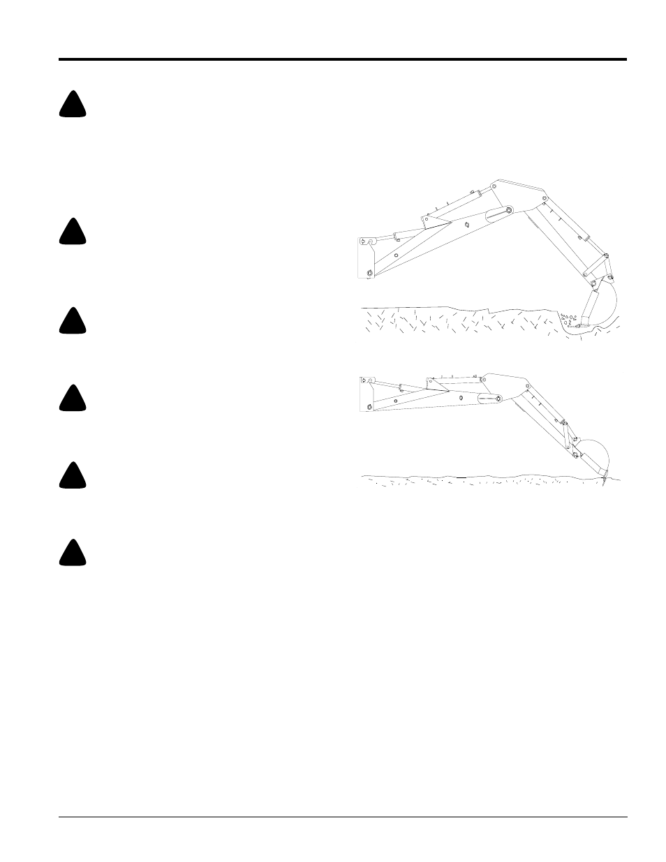 Digging suggestions, Observe the following cautions while digging, Digging at the correct angle | Dipper stick & boom angle, Caution | Land Pride Backhoes BH2585 User Manual | Page 21 / 34