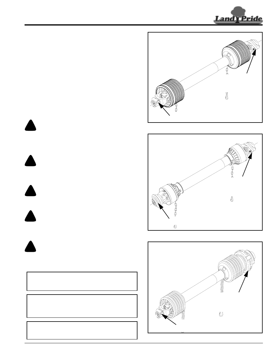 Driveline installation, Danger, Warning | Table of contents driveline installation | Land Pride RTR1042 User Manual | Page 15 / 38