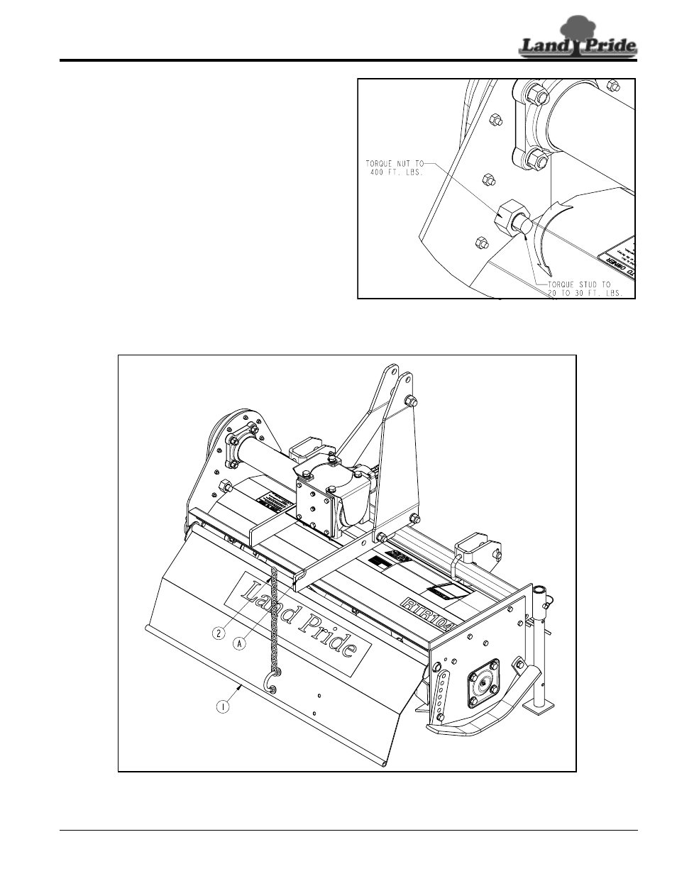 Drive chain, Rear deflector, Drive chain rear deflector | Refer to “drive chain, Table of contents drive chain | Land Pride RTR1042 User Manual | Page 23 / 38