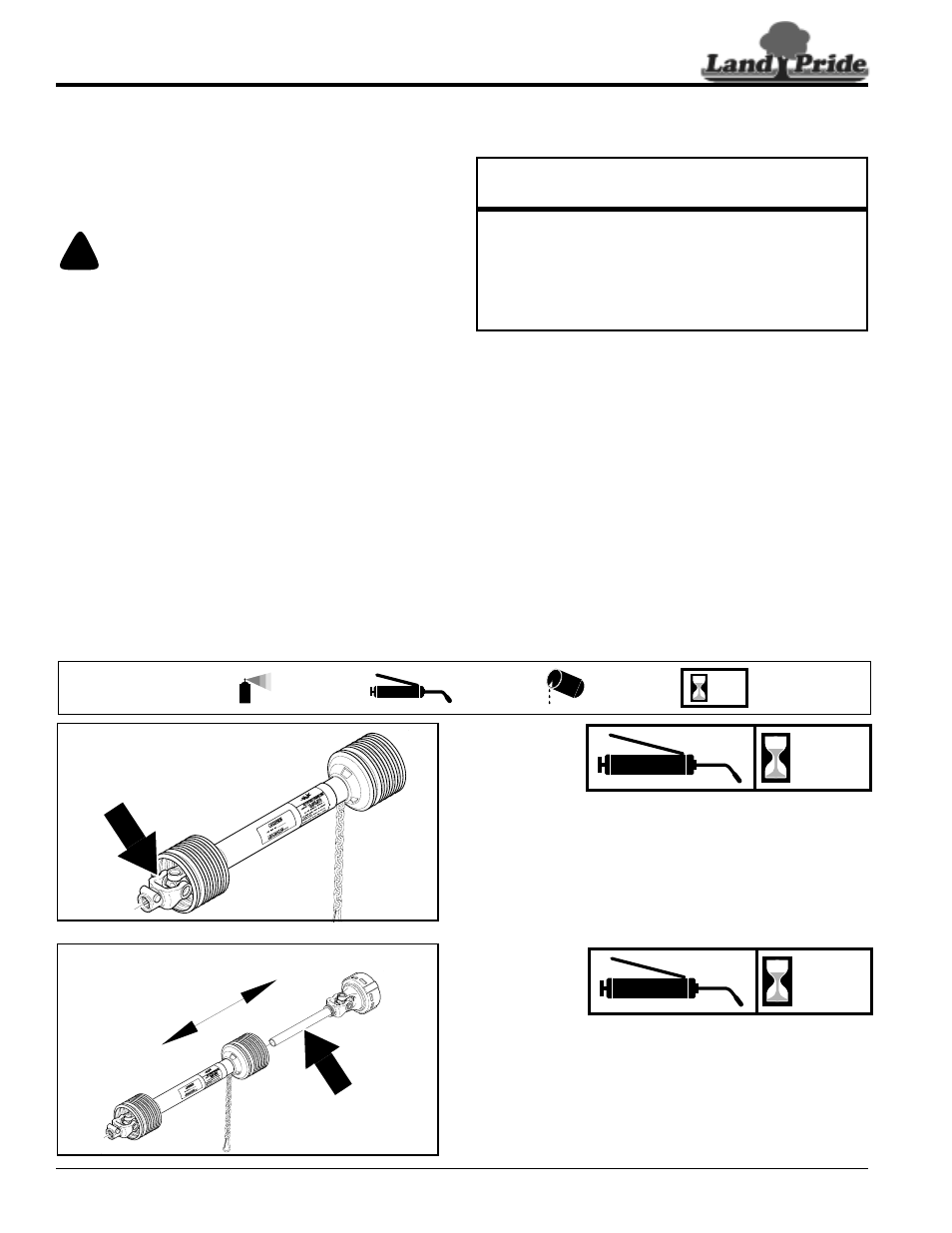 Storage, Lubrication, Driveline ujoint | Driveline shaft, Storage lubrication, Driveline u-joint driveline shaft, Danger, Table of contents storage, Hours | Land Pride RTR1042 User Manual | Page 28 / 38