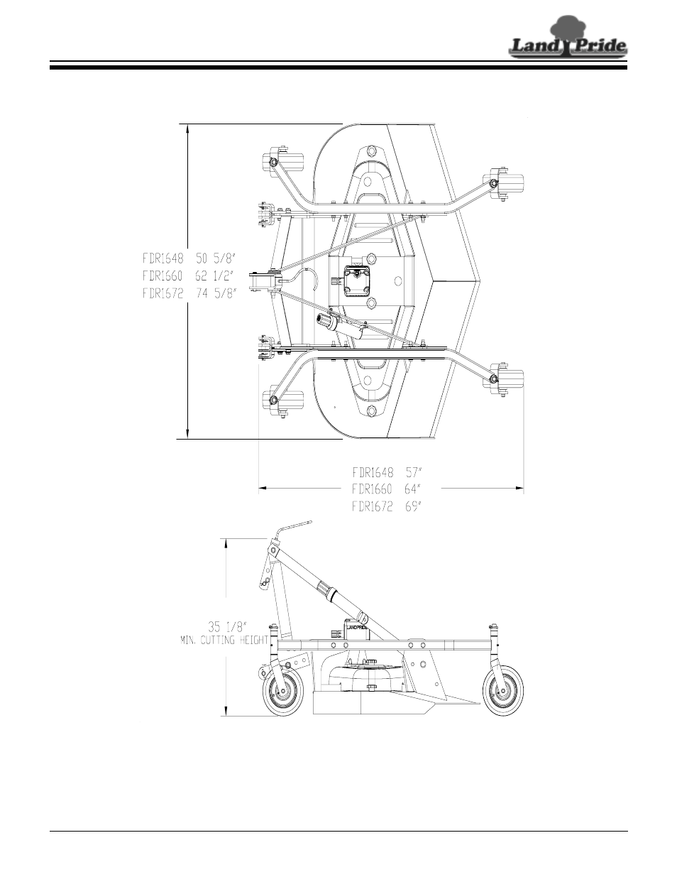 Grooming mowers specifications & capacities | Land Pride FDR1672 Series User Manual | Page 2 / 2