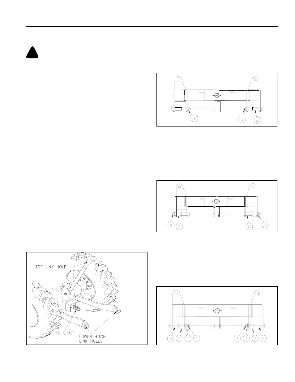 Tractor hook-up, Rb55 3-point hitch settings, Category ll standard hitch | Category ll quick hitch, Category lll standard hitch, Tractor hook-up rb55 3-point hitch settings, Danger, Table of contents tractor hook-up | Land Pride RB45108 User Manual | Page 9 / 22