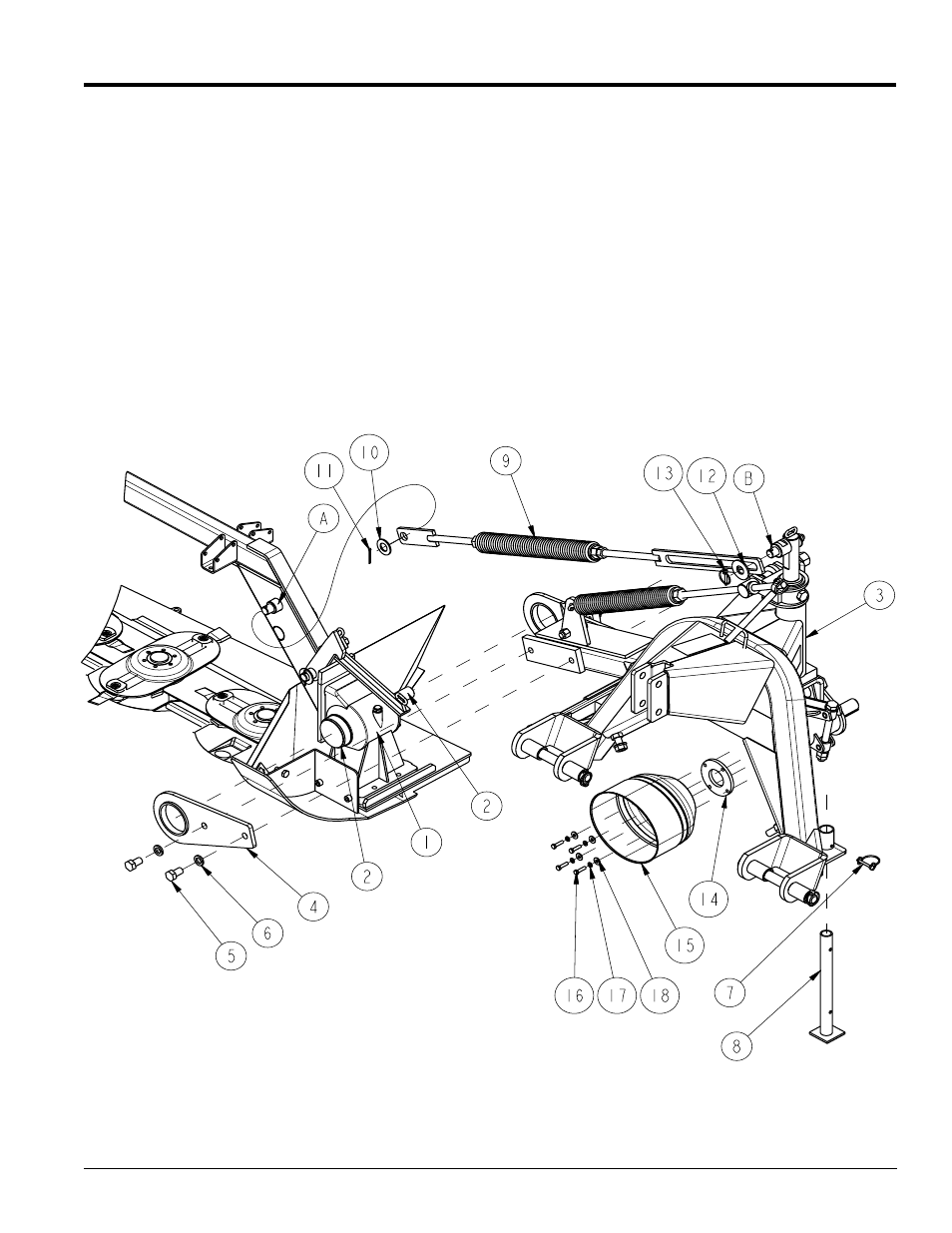 Main frame to cutter bar assembly, Pto guard assembly, Support stand assembly | Land Pride DM3706 Series User Manual | Page 11 / 32