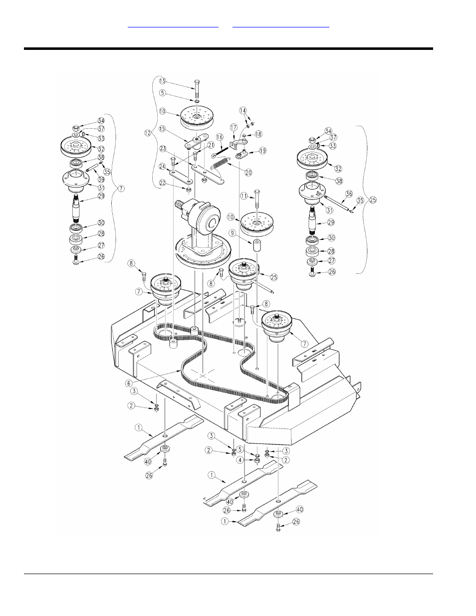 Belt drive left hand deck (s/n 212180-), Table of contents part number index | Land Pride AFM40133 User Manual | Page 32 / 104