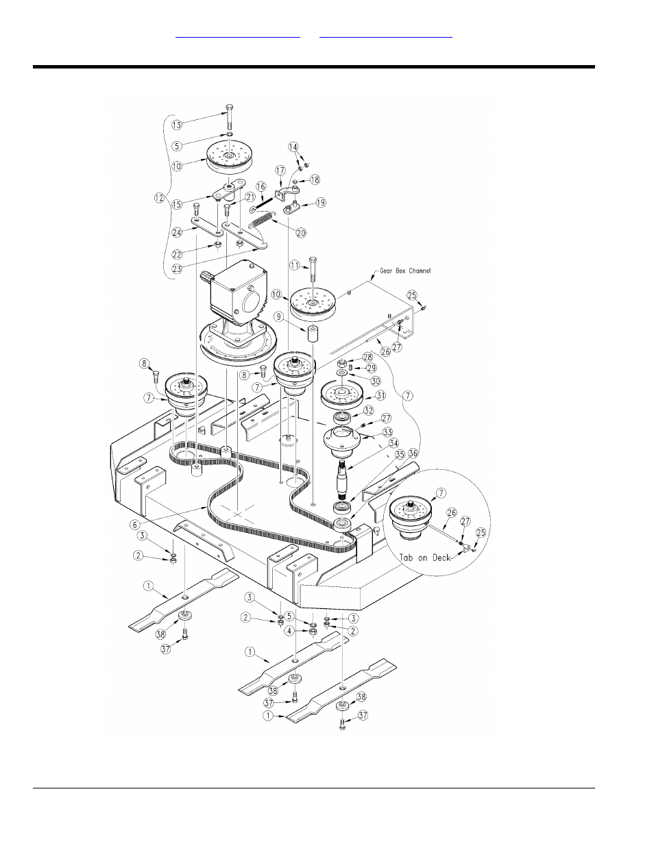 Belt drive left hand deck (s/n 212181 to 239257), Table of contents part number index | Land Pride AFM40133 User Manual | Page 34 / 104