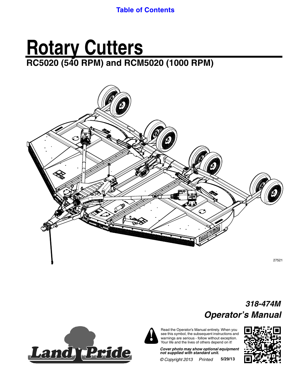 Land Pride RC5020 User Manual | 54 pages