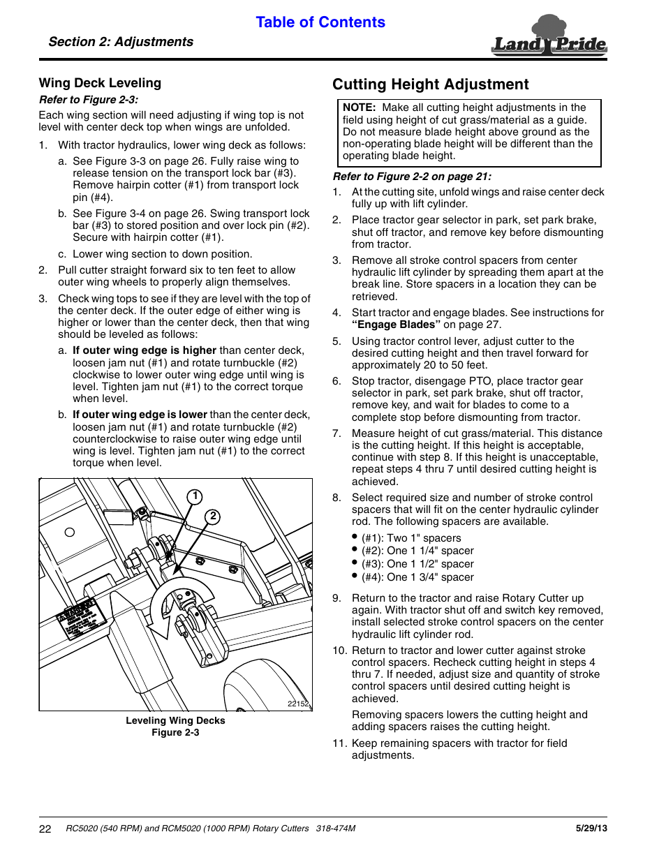 Land Pride RC5020 User Manual | Page 24 / 54