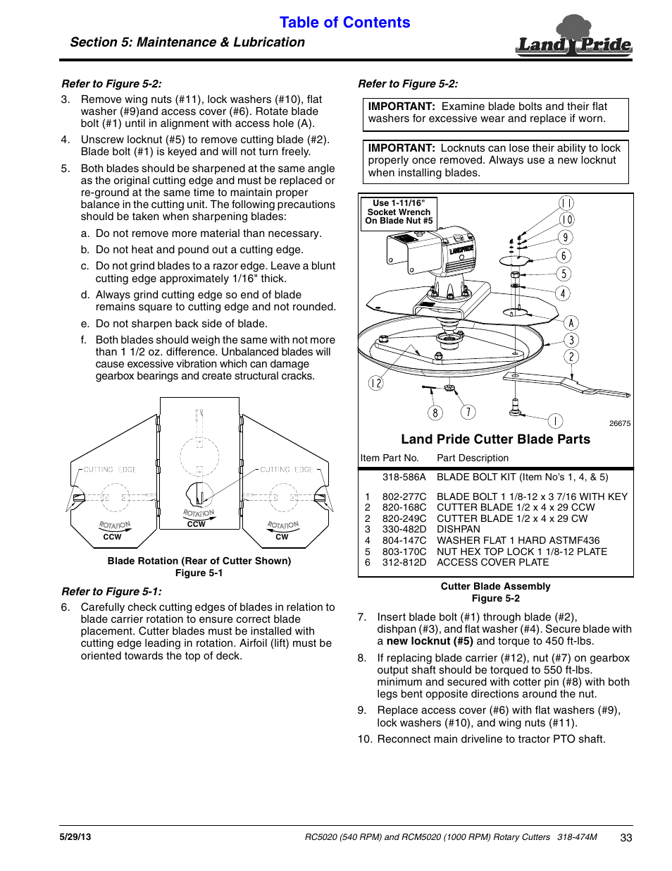 Land Pride RC5020 User Manual | Page 35 / 54