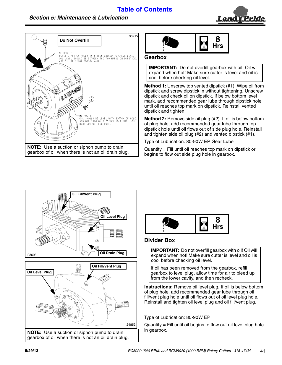 Land Pride RC5020 User Manual | Page 43 / 54