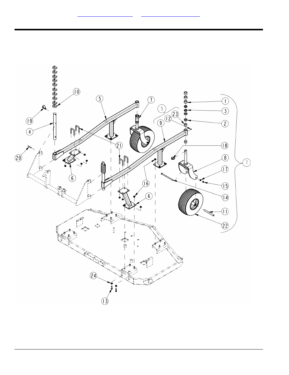 Section 5: gauge wheels, Gauge wheel (15" dia) center deck, Table of contents part number index | Land Pride AFM4216 User Manual | Page 44 / 88