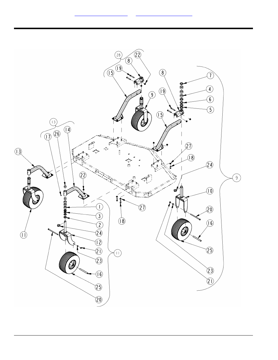 Gauge wheel (15" dia.) left & right deck, Table of contents part number index | Land Pride AFM4216 User Manual | Page 46 / 88