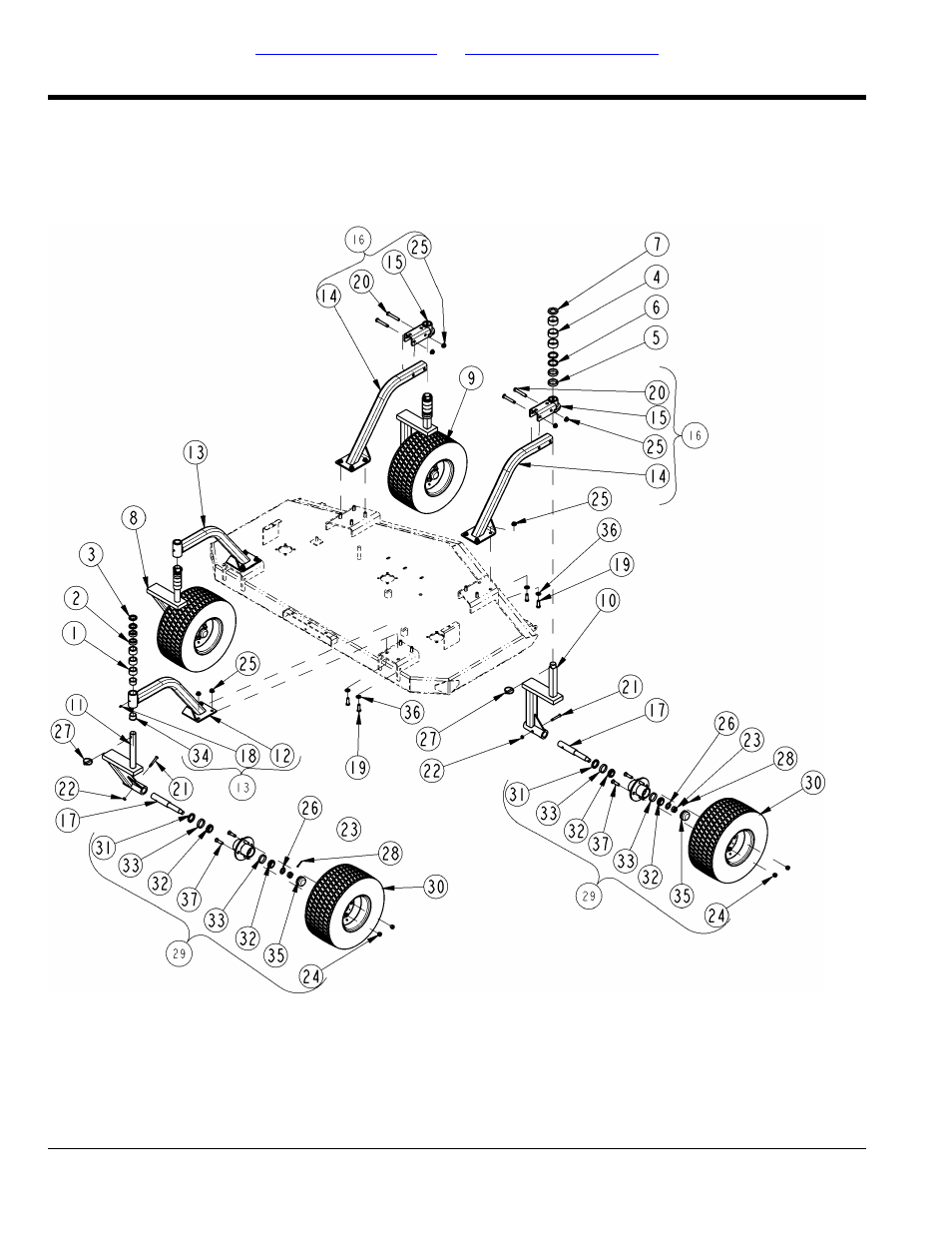 Gauge wheel (18" dia.) left & right deck, Table of contents part number index | Land Pride AFM4216 User Manual | Page 50 / 88