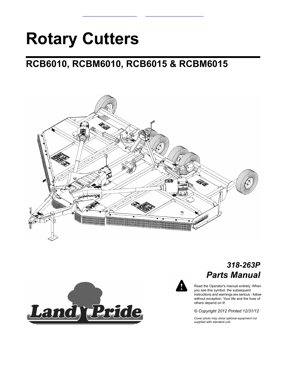 Land Pride Rotary Cutters RCBM6010 User Manual | 198 pages