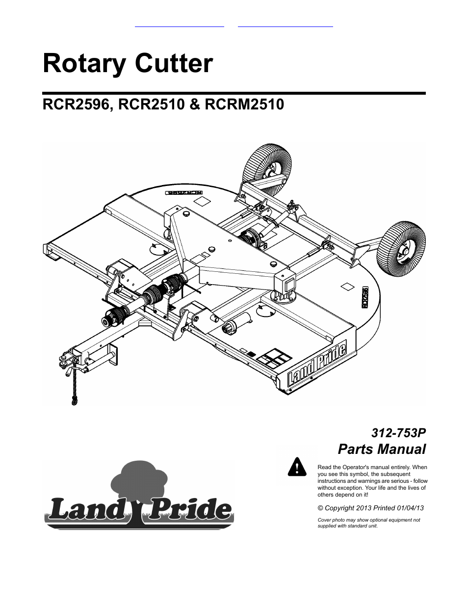 Land Pride RCR2510 User Manual | 92 pages