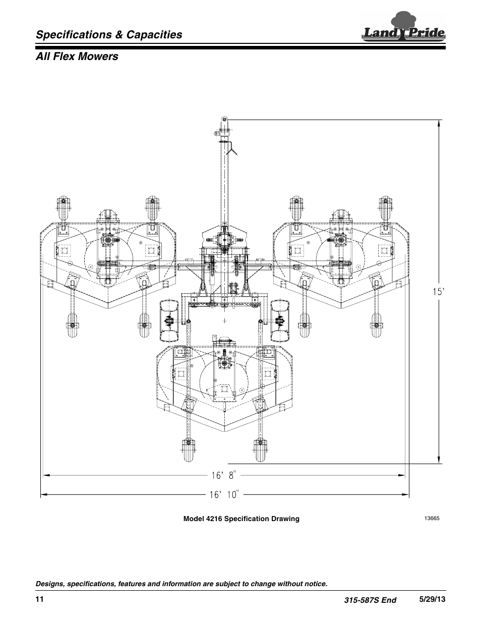 All flex mowers specifications & capacities | Land Pride AFM4214 Series User Manual | Page 4 / 4