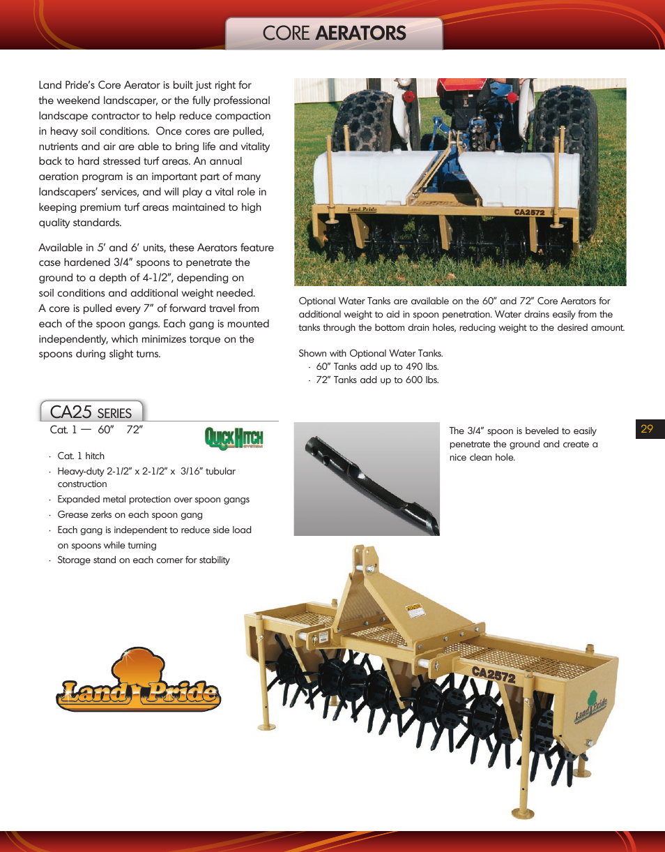 Land Pride Quick Hitch CA25 Series User Manual | 1 page