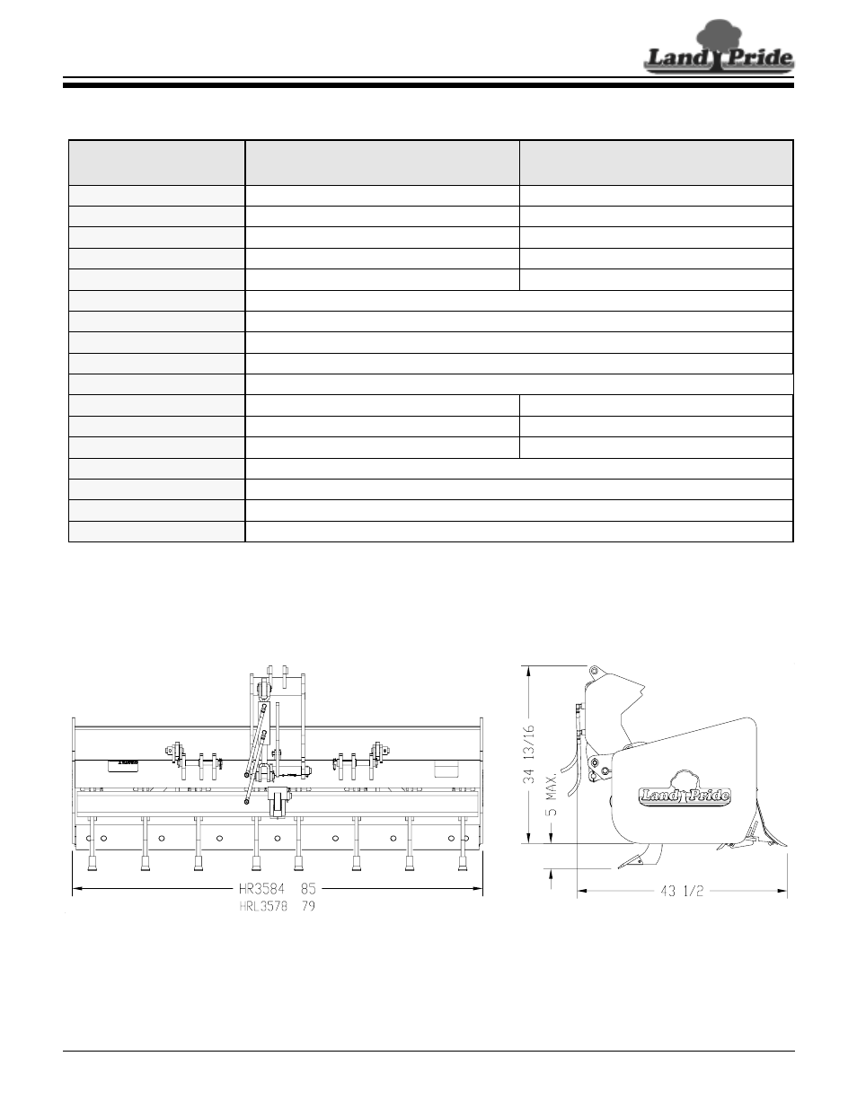 Land Pride Retractable Box Scrapers HRL3578 User Manual | 1 page