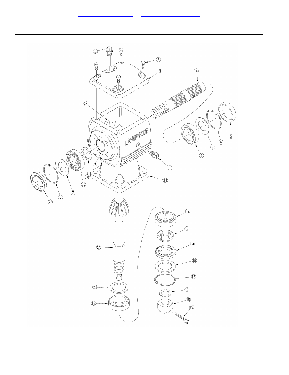 Gearbox (826-326c) comer, Table of contents part number index | Land Pride AT2684 User Manual | Page 142 / 162