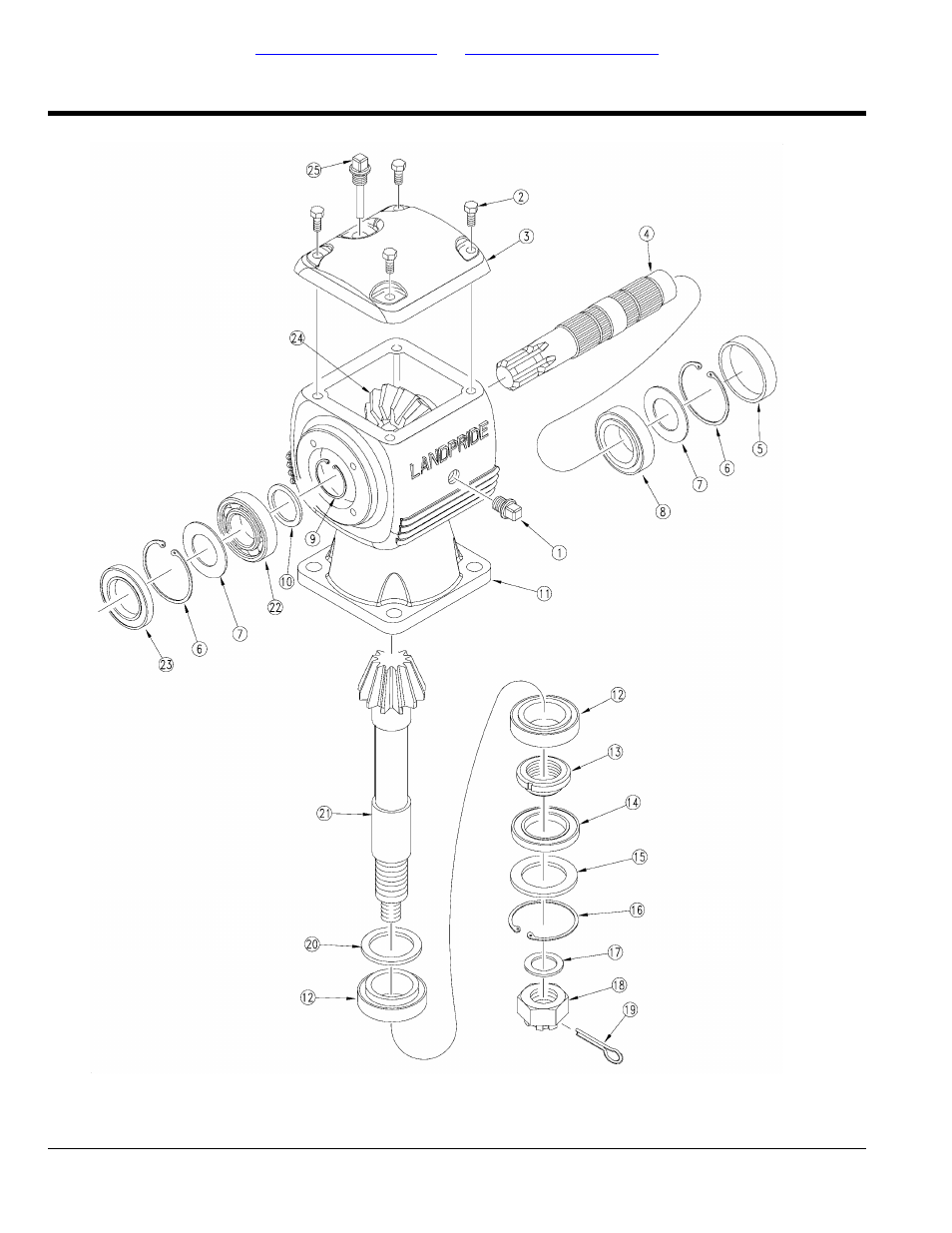 Gearbox (826-325c) comer, Table of contents part number index | Land Pride AT2684 User Manual | Page 54 / 162