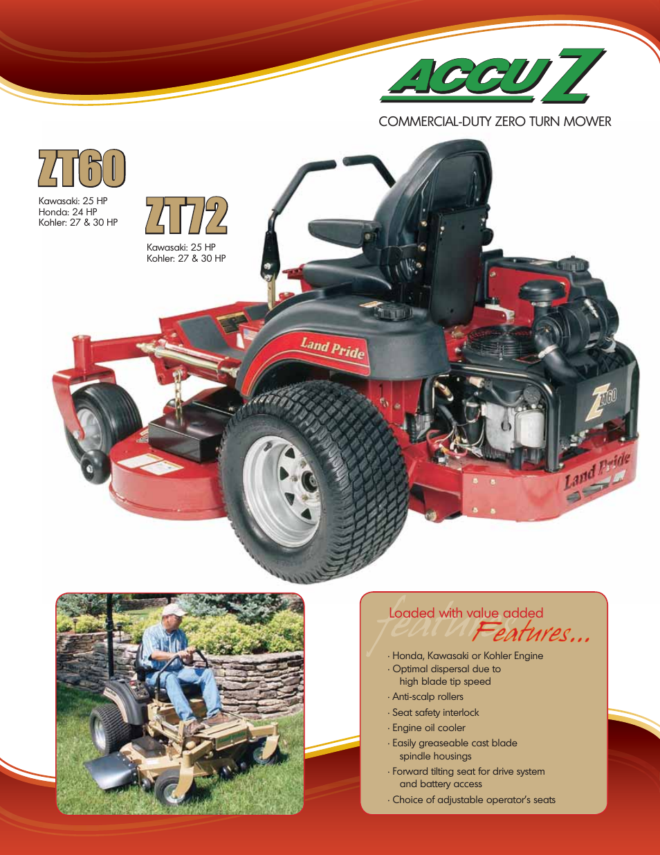 Zt60 zt72 | Land Pride Z44 User Manual | Page 4 / 8