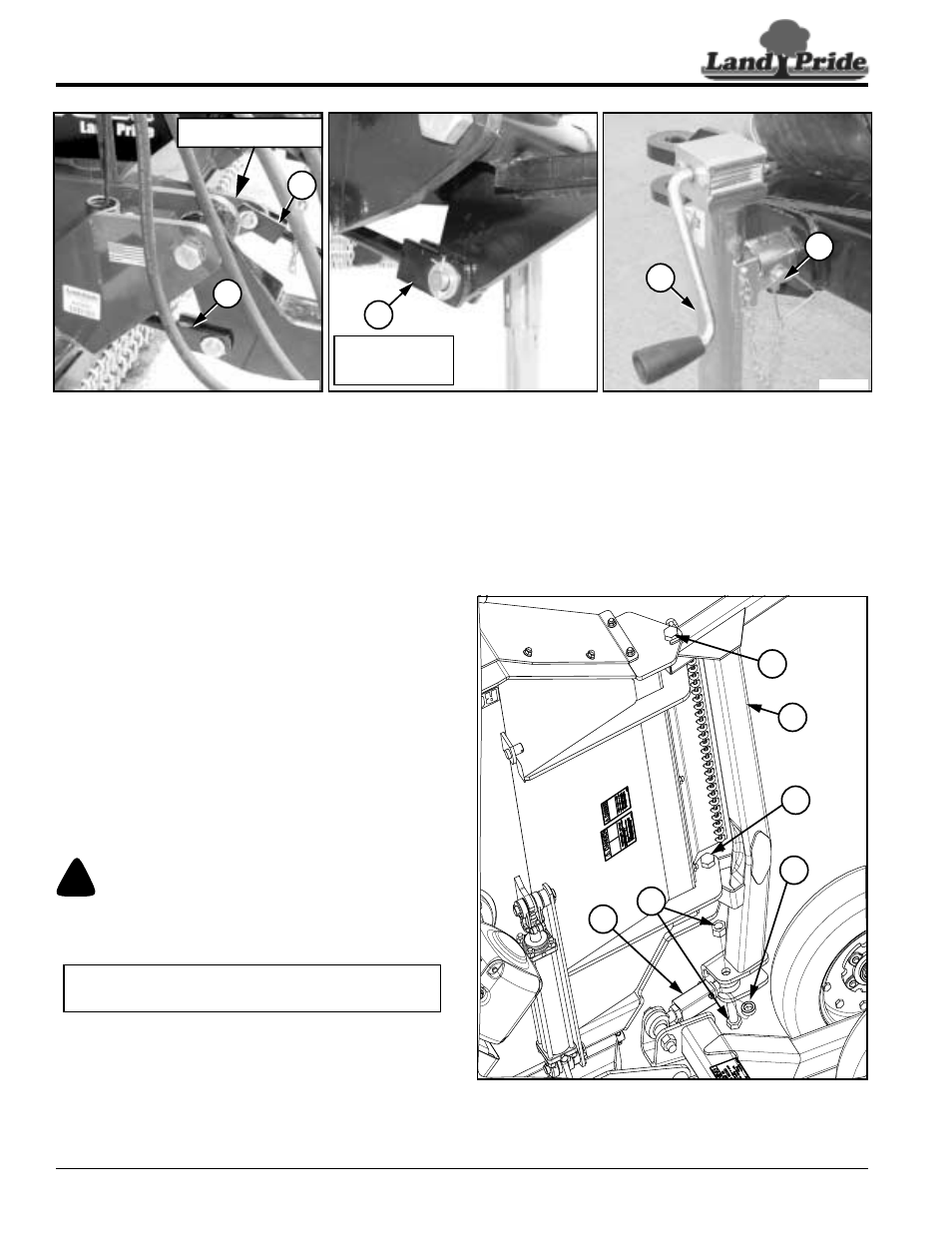 Hitch assembly, Wing axle assembly to center axle, Hitch assembly wing axle assembly to center axle | Warning, Table of contents hitch assembly | Land Pride RCM6510 User Manual | Page 16 / 54