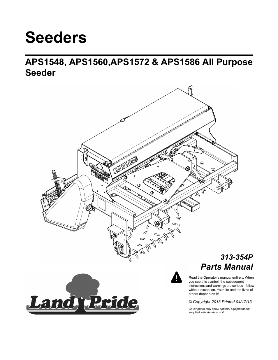 Land Pride All Purpose Seeder APS1548 User Manual | 60 pages