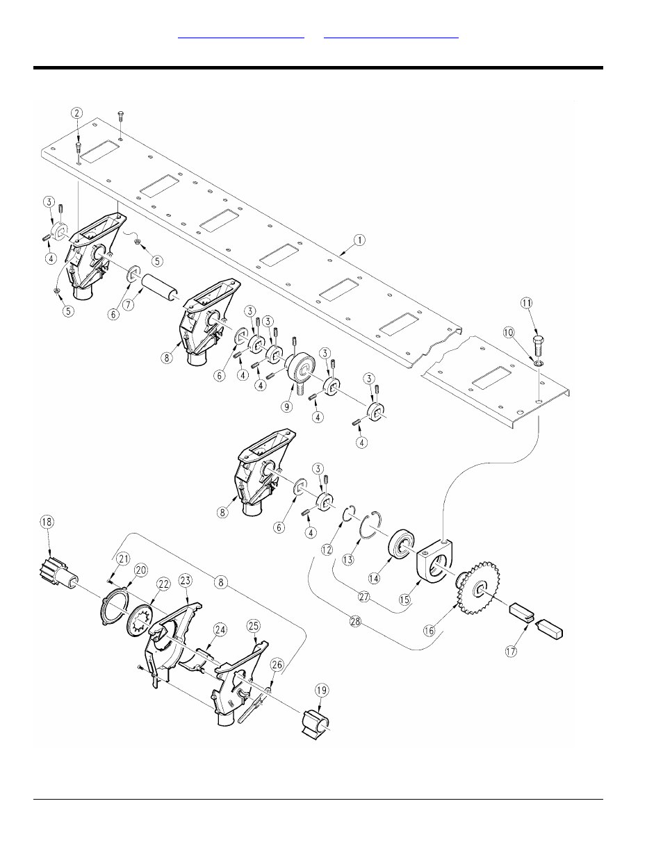 Feeder cup & channel assembly, Table of contents part number index | Land Pride All Purpose Seeder APS1548 User Manual | Page 26 / 60